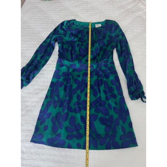 Milly of New York Silk Clemie long sleeve Floral Leaf print dress, size 10 - Picture 8 of 9